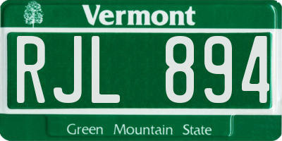 VT license plate RJL894