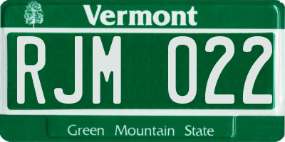 VT license plate RJM022