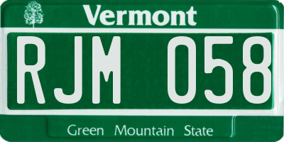 VT license plate RJM058