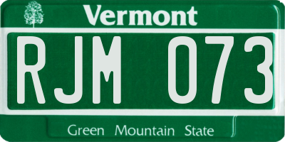 VT license plate RJM073