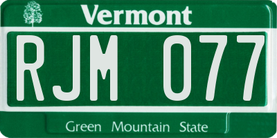 VT license plate RJM077