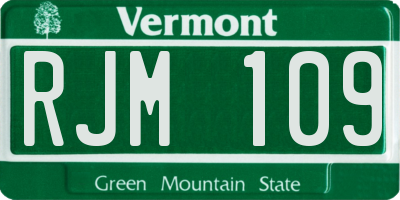 VT license plate RJM109