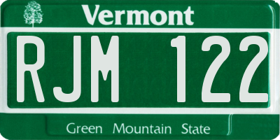 VT license plate RJM122