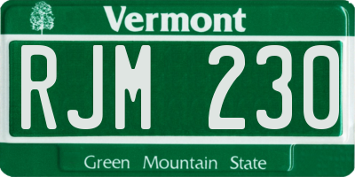 VT license plate RJM230
