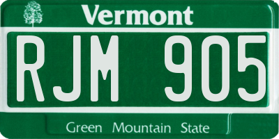 VT license plate RJM905