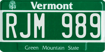 VT license plate RJM989