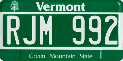 VT license plate RJM992