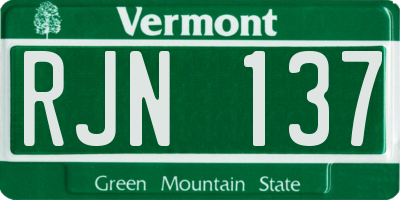 VT license plate RJN137