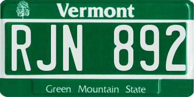 VT license plate RJN892