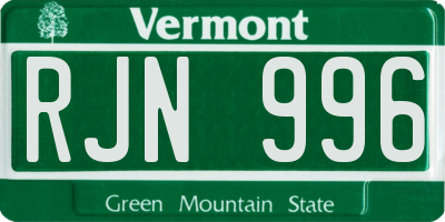VT license plate RJN996