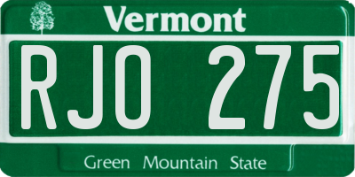 VT license plate RJO275