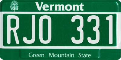 VT license plate RJO331