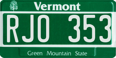 VT license plate RJO353