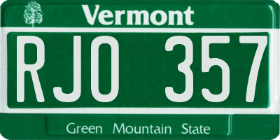 VT license plate RJO357