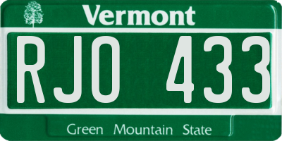 VT license plate RJO433