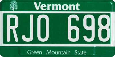 VT license plate RJO698