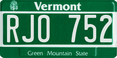 VT license plate RJO752