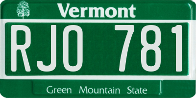 VT license plate RJO781
