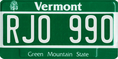 VT license plate RJO990