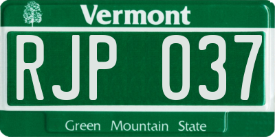 VT license plate RJP037