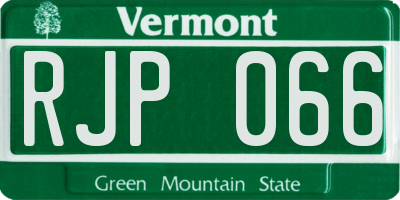 VT license plate RJP066