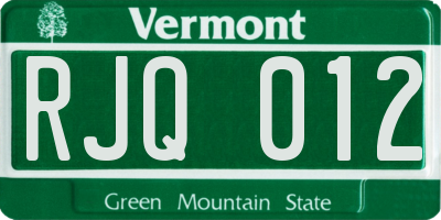 VT license plate RJQ012