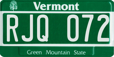 VT license plate RJQ072