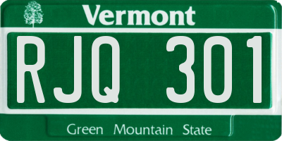 VT license plate RJQ301
