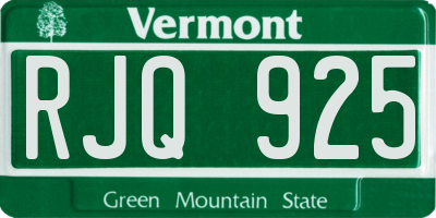VT license plate RJQ925