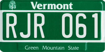 VT license plate RJR061