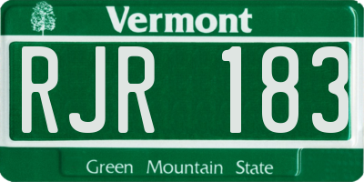 VT license plate RJR183