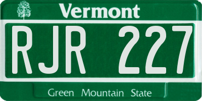 VT license plate RJR227