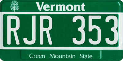 VT license plate RJR353