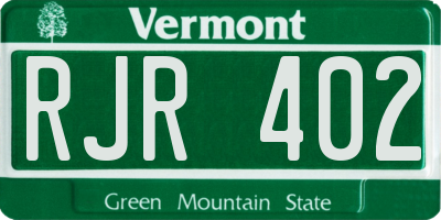 VT license plate RJR402
