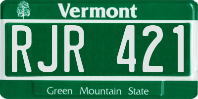 VT license plate RJR421