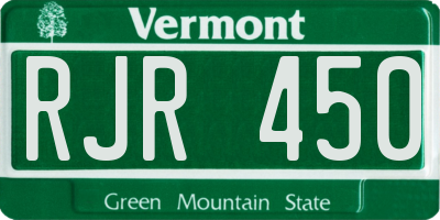 VT license plate RJR450