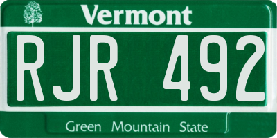 VT license plate RJR492