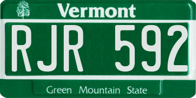 VT license plate RJR592