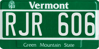 VT license plate RJR606