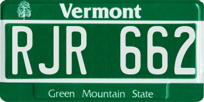 VT license plate RJR662