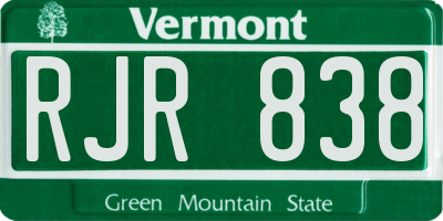 VT license plate RJR838