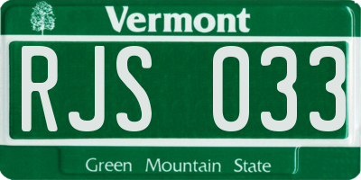 VT license plate RJS033