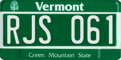 VT license plate RJS061