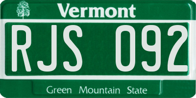 VT license plate RJS092