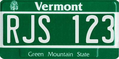 VT license plate RJS123