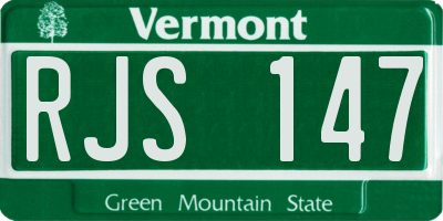 VT license plate RJS147