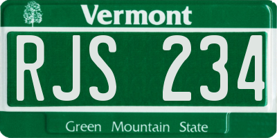 VT license plate RJS234