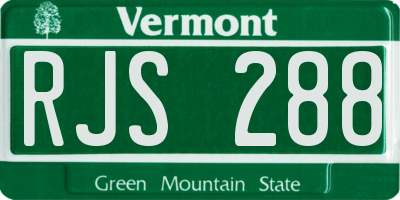 VT license plate RJS288