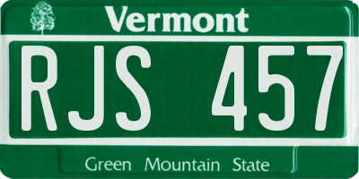 VT license plate RJS457