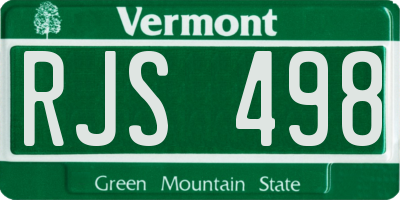 VT license plate RJS498
